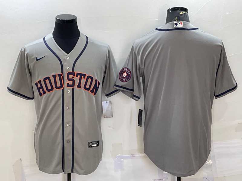 Mens Houston Astros Blank Grey With Patch Stitched MLB Cool Base Nike Jersey